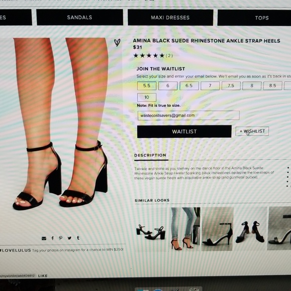 Amina Black Vegan Suede Rinestone Ankle Strap Heel - Picture 1 of 4